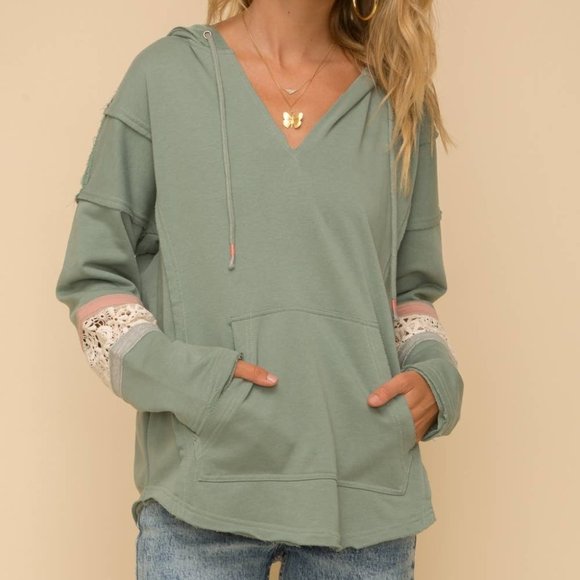 Lace French Terry Hoodie - Picture 3 of 4